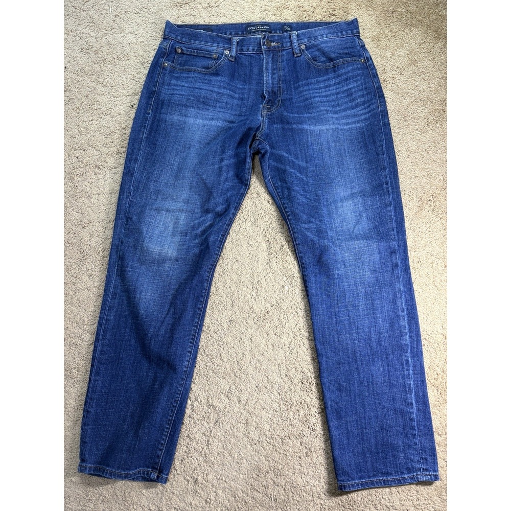 Lucky Brand 121 Slim Jeans Men 36/30 Blue Straight Leg Mid Rise Stretch Preppy